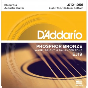 D'Addario EJ19 Phosphor Bronze Acoustic Guitar Strings (.012-.056) - Bluegrass
